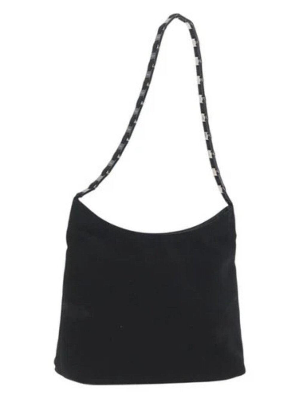Salvatore Ferragamo Chain Vala Shoulder Bag Nylon Black Auth BA10885